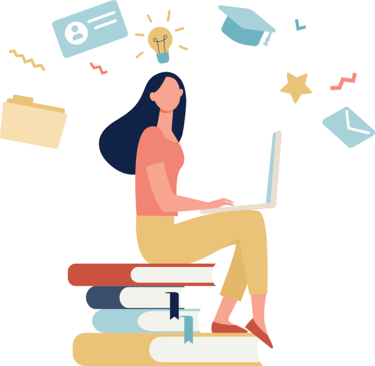 Girl Sitting On Book